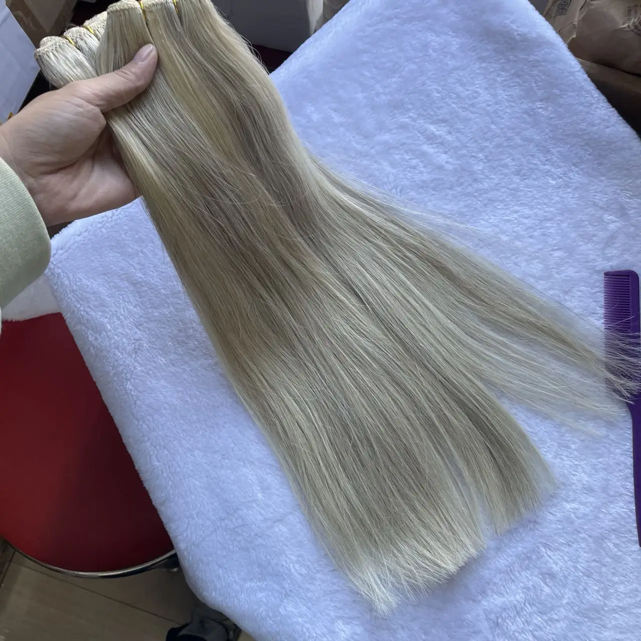 Evidenzia capelli umani a doppia trama lisci 50 g/pz 12"-24" biondo cenere 18 #   & Biondo Chiaro 613 #   Fasci di veri capelli umani naturali