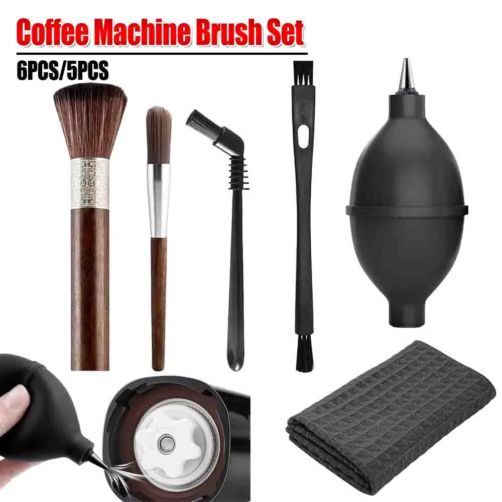 6/5PCS Coffee Grinder Machine Cleaning Brush Kit with Manual Air Blower Tool Espresso Brush Kit Espresso Grinder Machine Accesso