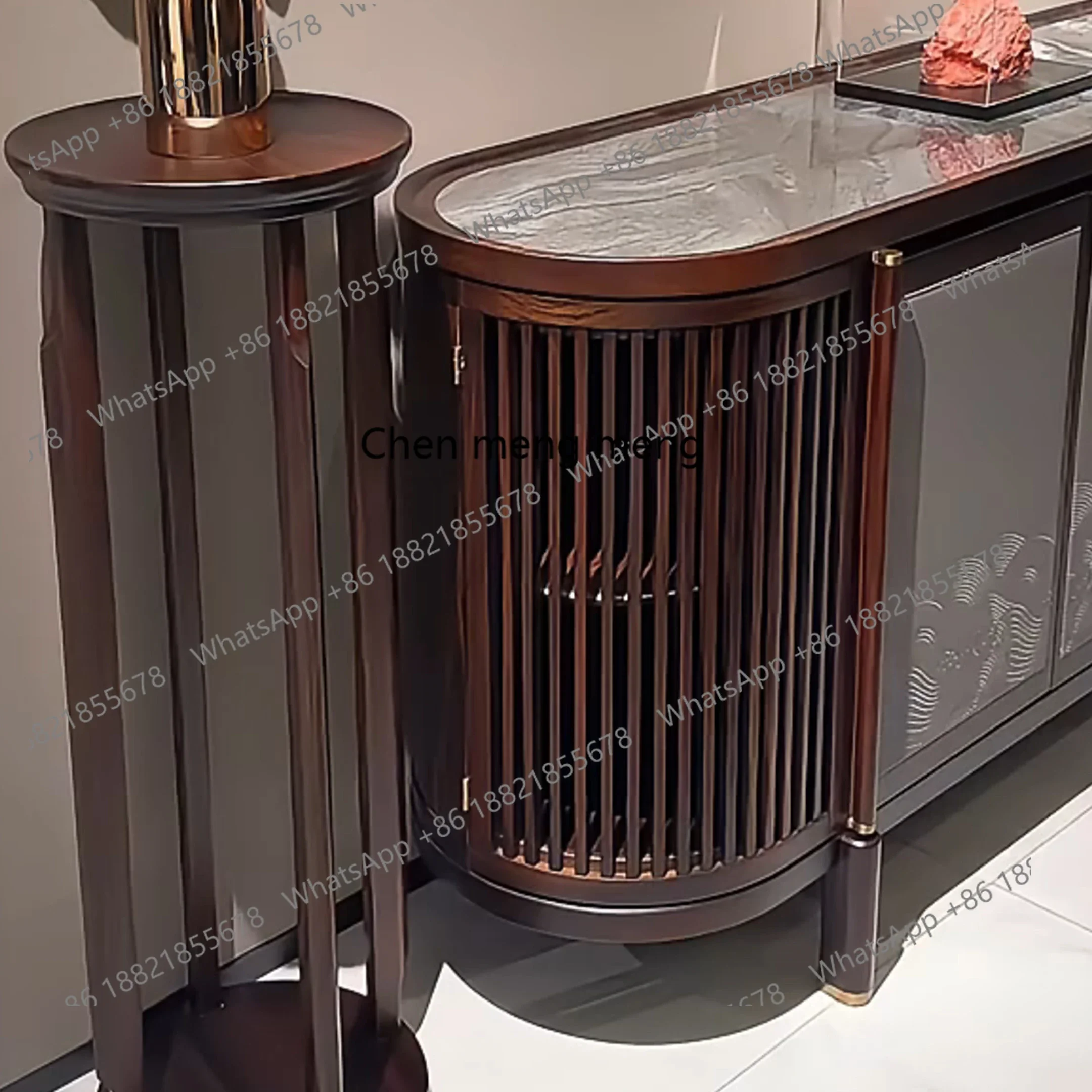 

New arrive New Chinese-style solid wood dining side cabinet, ebony wood, modern simple light luxury storage decoration restauran
