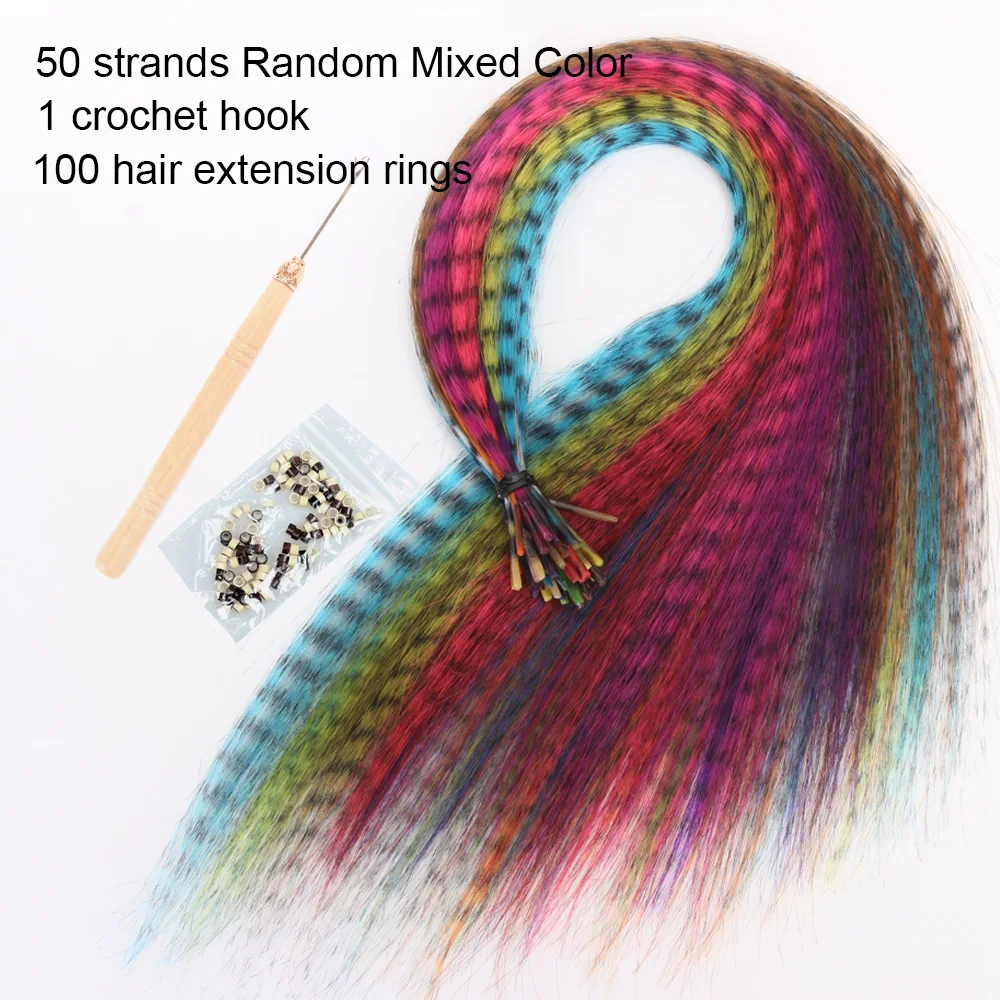 Colored Strands for Hair Feather Extension, 10 Pieces