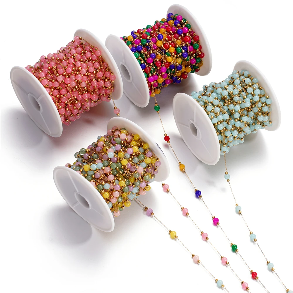 

1Meter/Pack Stainless Steel Diameter 4.5mm Crystal Glass beads Chains for DIY Necklace Bracelet Jewelry Making Accessories