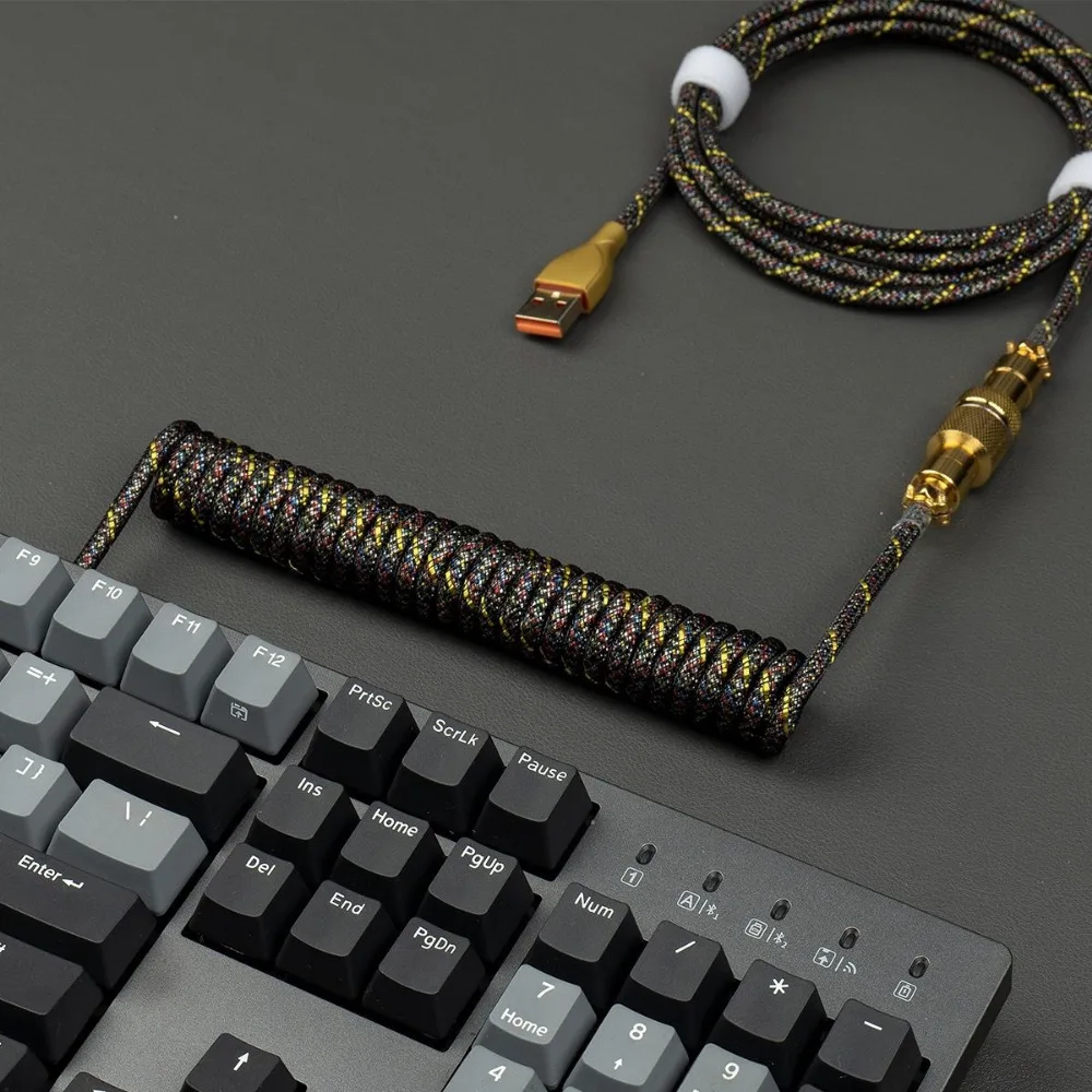 Gold Plating Aviator Custom Cable USB C to Type A Spring Wire for Game Magnetic Switch Mechanical Keyboard DIY Kit Accessories