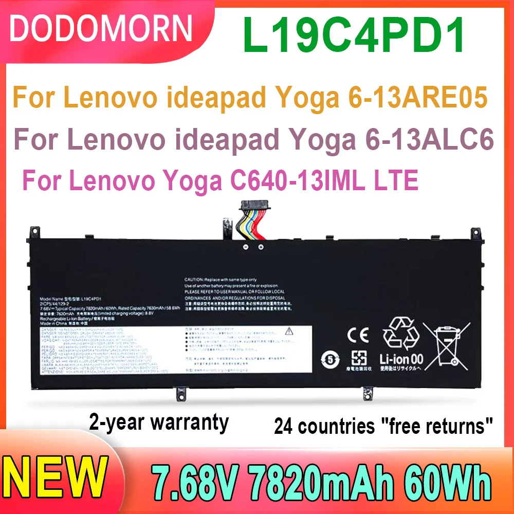 DODOMORN L19C4PD1 Laptop Battery For Lenovo YOGA C640-13IML-81UE0002CK 81UE008ELM L19D4PD1 L19L4PD1 L19M4PD1 5B10U65275 7820mAh