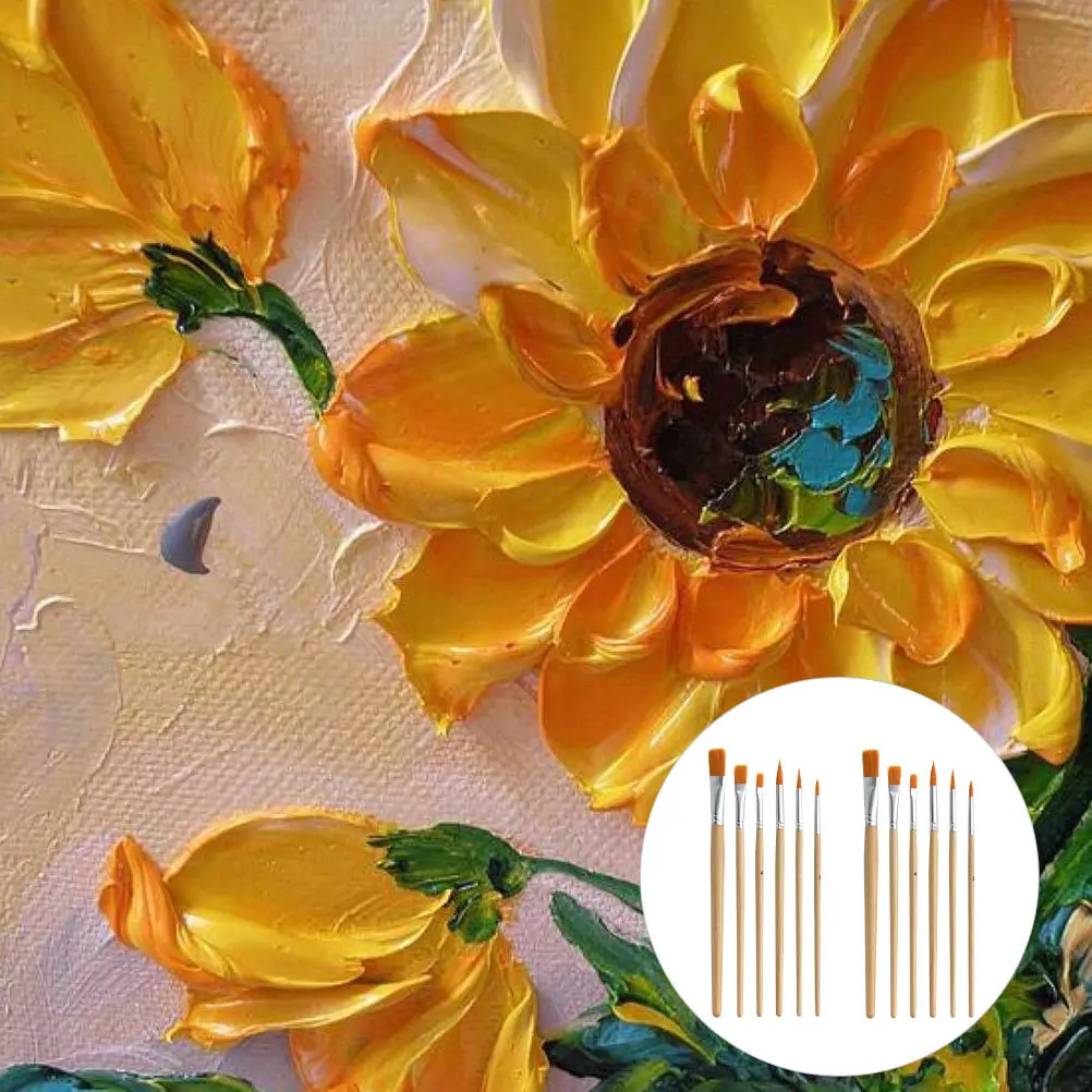 

12Pcs Professional Watercolor Brush Set Ergonomic Handle DIY Paint Drawing Brushes for Kids Artists Durable Long-Lasting