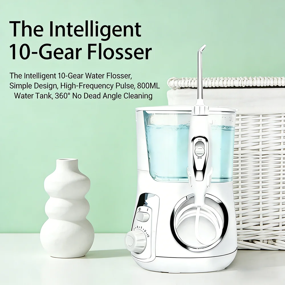 

Настольный ирригатор для полости рта с 10 режимами, 800 мл, электрический, для удаления налета, предотвращения неприятного запаха изо рта и кариеса