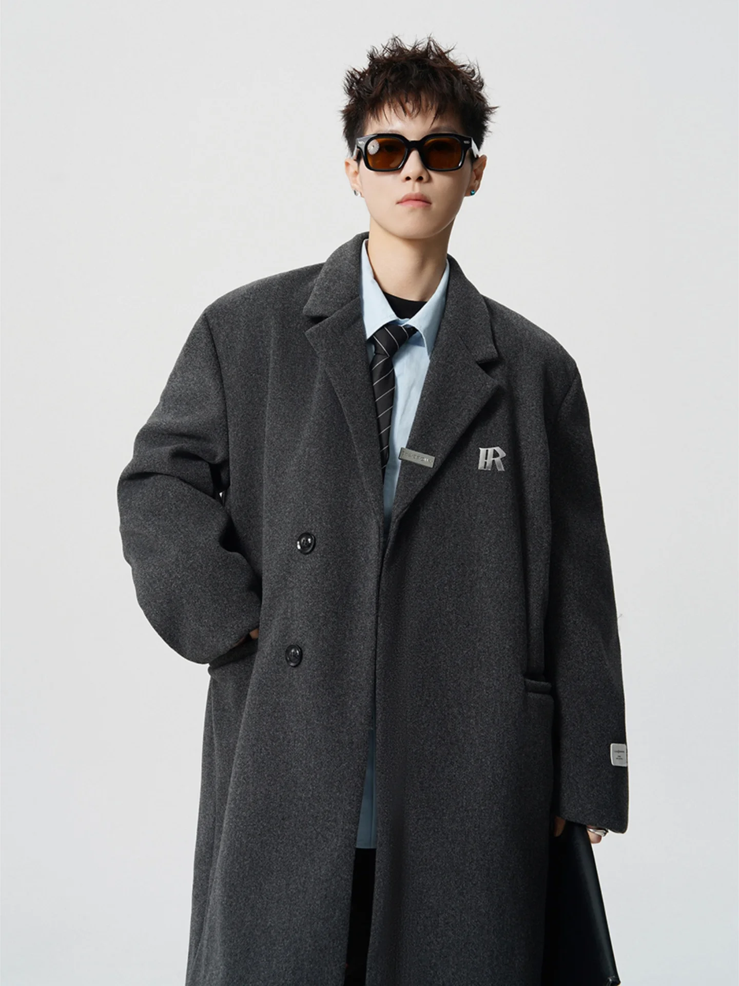 

Men's Mid-Length Woolen Coat Briti Sle Suit Collar Autumn Winter Faionable Outerwear Warmth Insulated Straight Hem Design