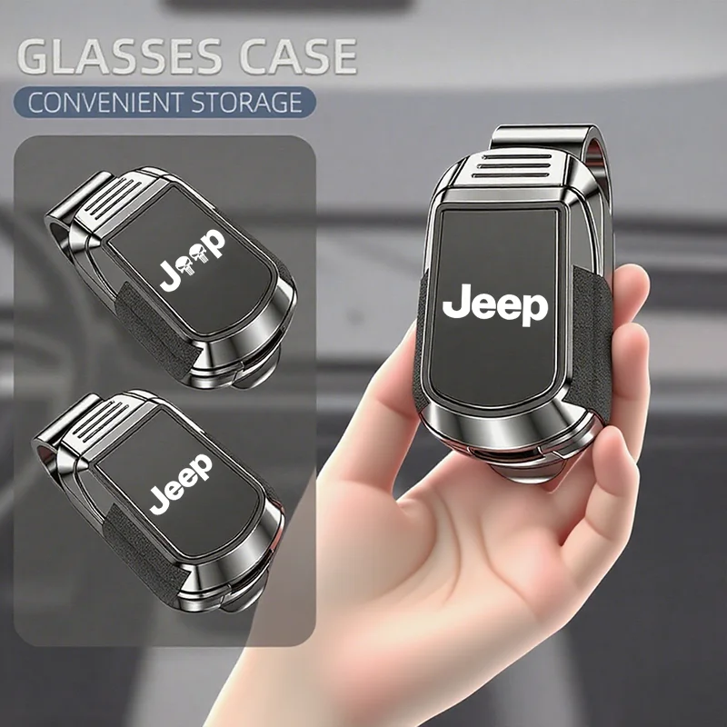 Viseira de sol do carro óculos clipe suporte armazenamento para jeep grand cherokee wrangler jk gladiador compass renegado patriot