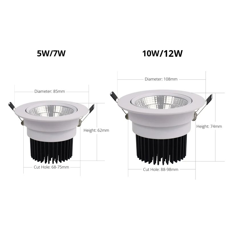Rọi Ray COB Đèn Led Âm Trần Downlight Nó Mờ Bạc Trắng Đen Hồ Sơ Mini 3W 5W 7W 12W Đèn đèn Nhà Trong Nhà Thiết Kế Mới