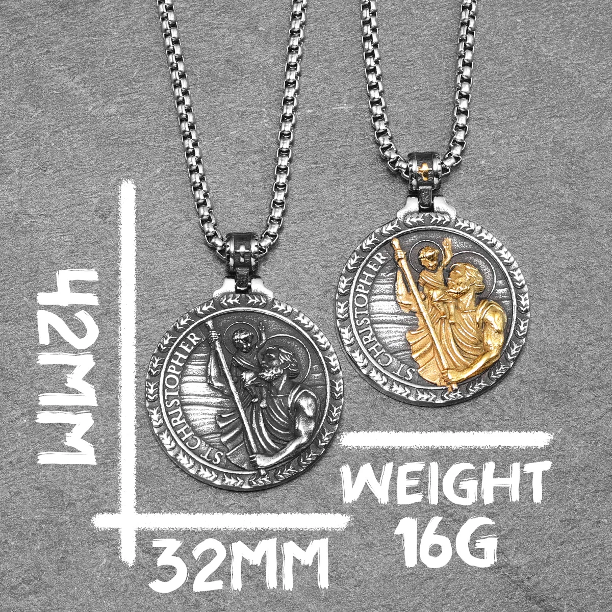 Exorcism Patron St.Christopher Amulets Stainless Steel Men Necklaces Pendant Chain Punk Women Fashion Jewelry Gifts Wholesale view 5