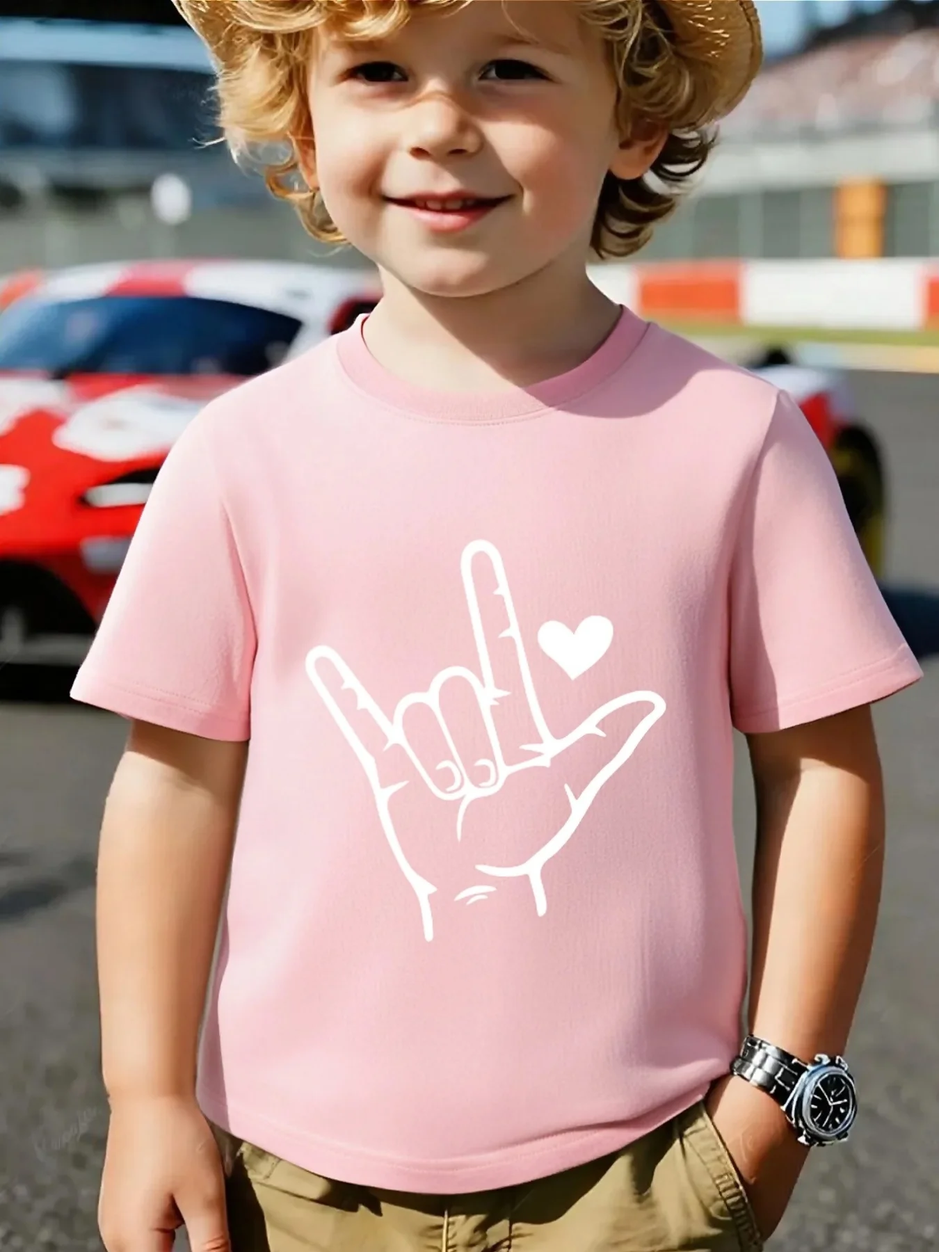 I Love You Hand Sign Heart Family Matching T Shirt Boys Girls Short Sleeve Summer Crew Neck Parent Child Simple Casual Tops