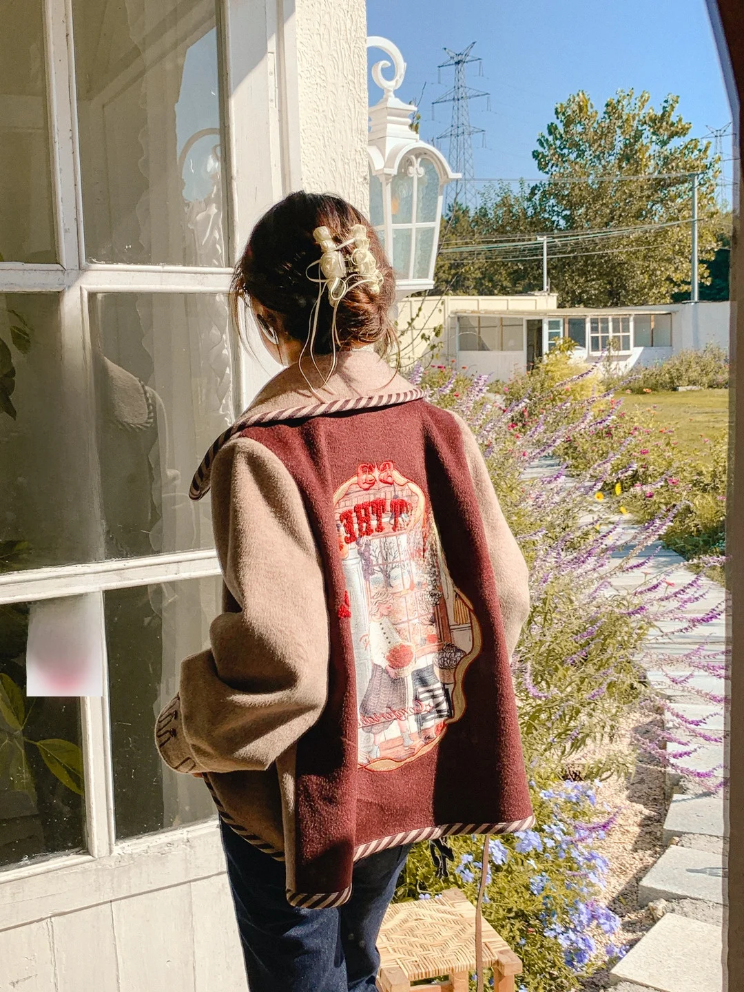 

Gula Liangpin ort Woolen Coat Retro Illustration Embroidery Design Simple Color Gentle Top Women's Original Design Loose Fit