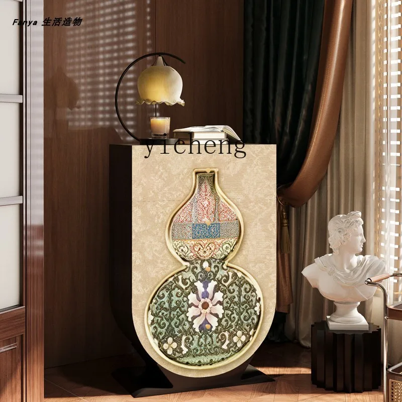 FY1  Solid Wood Storage Bedroom Bedside Cabinet Gourd Paint Cabinet Home Decor Cabinet