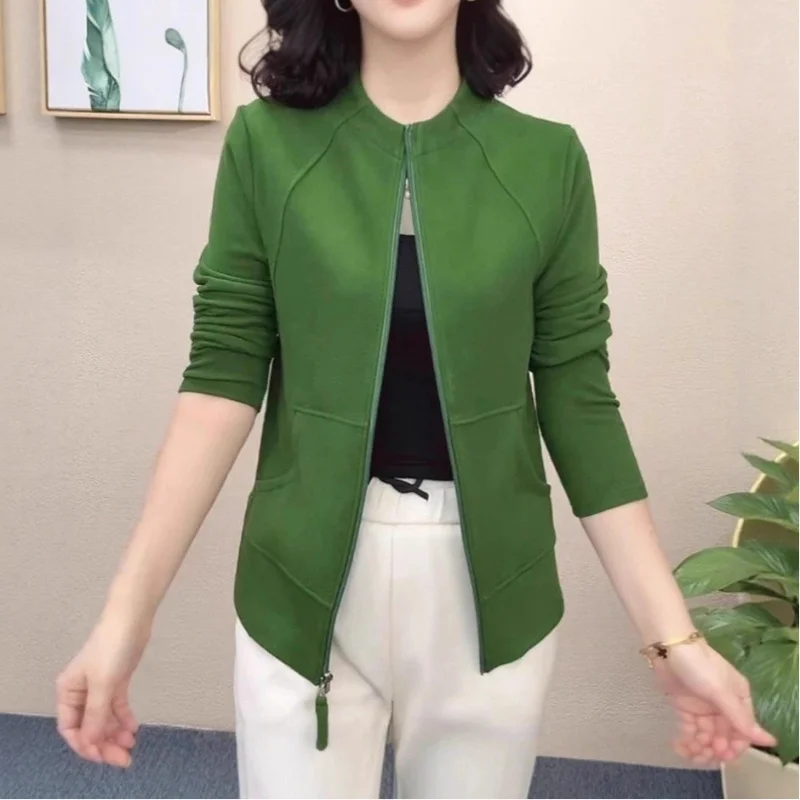 Winter Autumn New Style Double Sided Fleece Sweatshirt Warm Inner Layer Fashion Elegant Stand Collar Double Zipper Cardigan