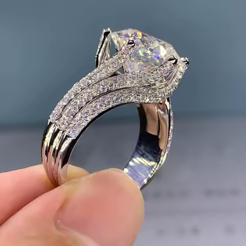 Luxury 5ct Lab Diamond Finger Ring 925 Sterling Silver Party Wedding band Rings for Women Men Promise Engagement Jewelry