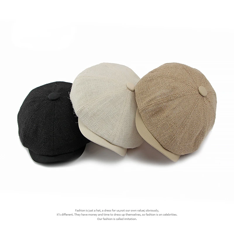 Natural Jute Linen Berets Hats for Men Summer Breathable Newsboy Caps Boina Hombre Gatsby Hat Women Gorras Para Mujer Flat Cap