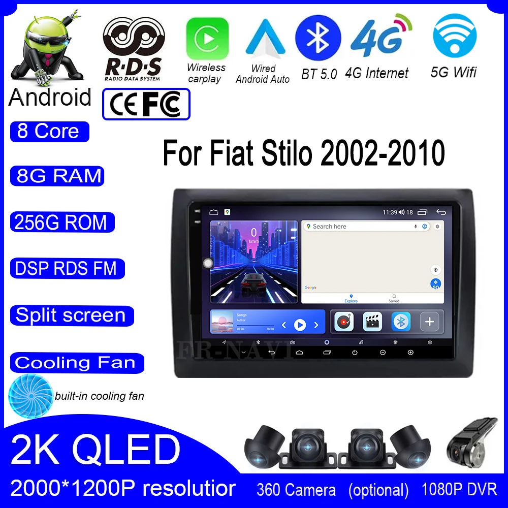 DSP For Fiat Stilo 2002-2010 Android 14 Car GPS Navigation Player Autoradio Radio Video WIFI Multimedia Wireless Carplay Auto