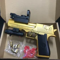 Continuous Fire Toy Gun Desert Eagle Mechanical Pistol Shell Ejection Decompression Toy Empty Hanging Soft Bullet Toy Gun Gift
