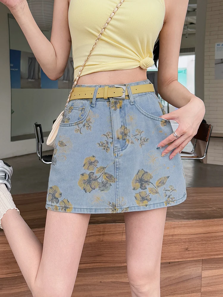 

Women Y2k A-line Floral Print Skirt Vintage Aesthetic Short Skirt Harajuku Oversize Skirt 2000s Fashion Emo Clothes Summer 2025