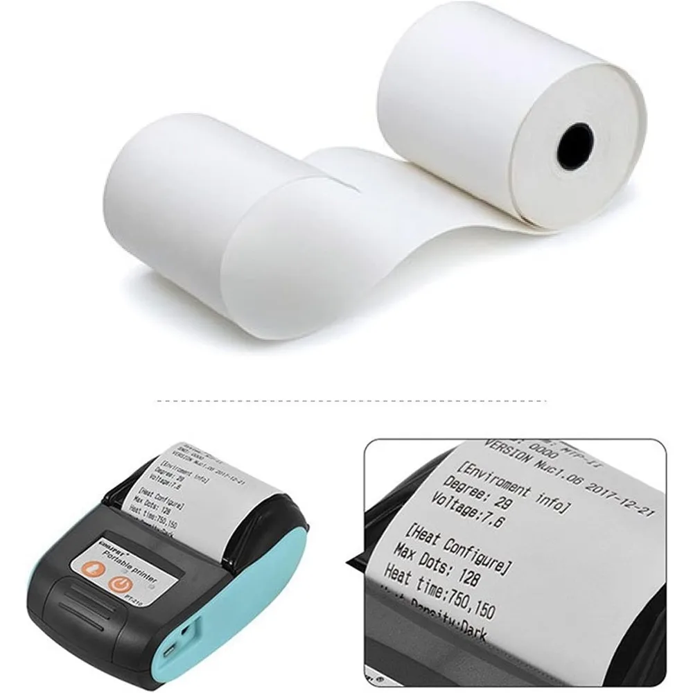 لفات ورق الإيصالات الحرارية 2.25 × 50 لطابعات نقاط البيع وتسجيل النقد، 200 لفة