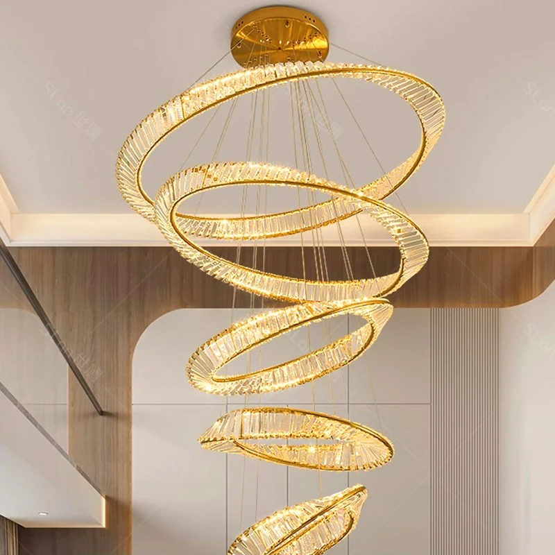 

Modern Home Decoration Crystal Chandelier, Stair Pendant Lamp, Living Room Pendant Lights, Interior Lighting