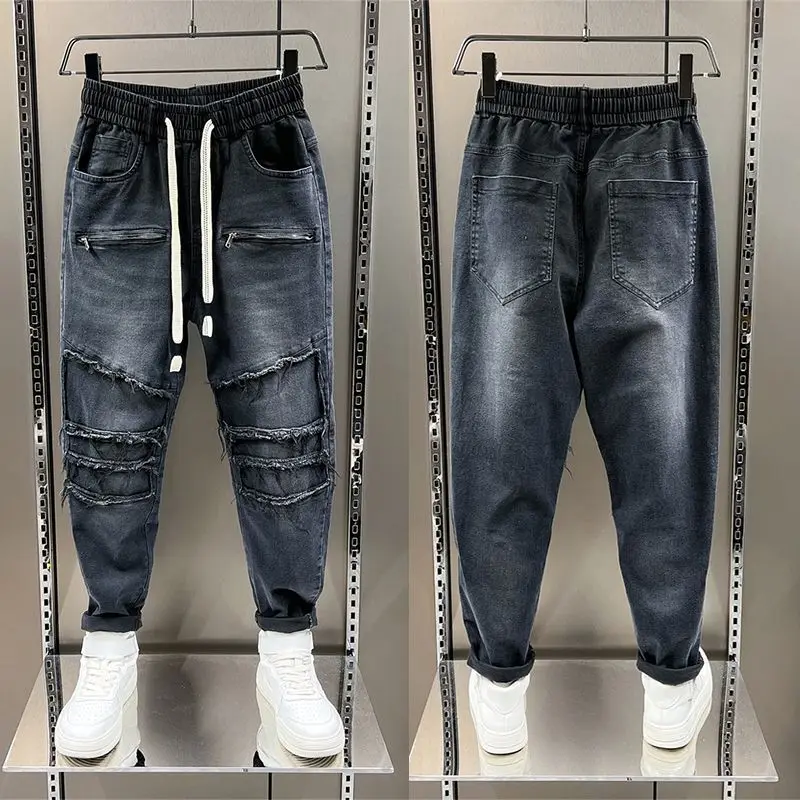 

2023 Spring Autumn Man Hip Hop Jeans Unique Black Stretch Cowboy Pants New in Harun Trousers Brand Male Streetwear High Quality