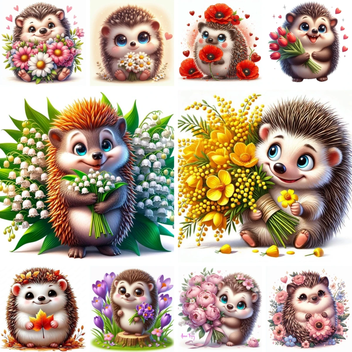 

Полуфабрикат, полная квадратная дрель, алмазная живопись, Nouveauté, 2022, весеннее животное, еж с цветочным рисунком, настенное искусство для детской комнаты