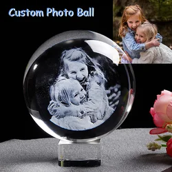 3D Holographic Photo Decora Personalized DIY Etched Engraved Inside Custom Memorial Glass Crystal Decora Birthday Wedding Gift