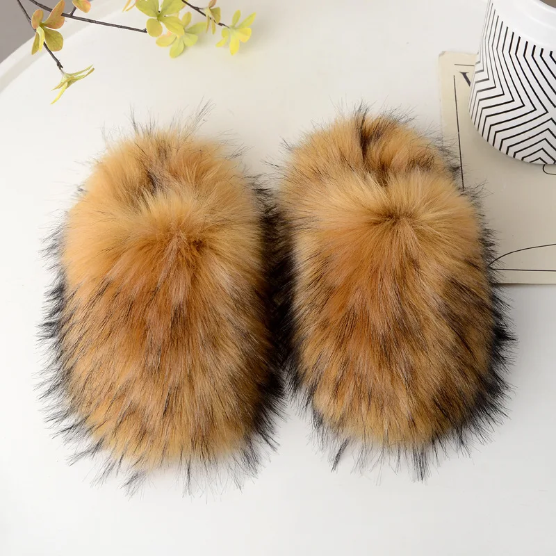 

2025 New Style Faux Fur Slippers For Women Autumn/Winter Home Slippers Anti-Slip Toe Fluffy Design Fur Slides ﻿