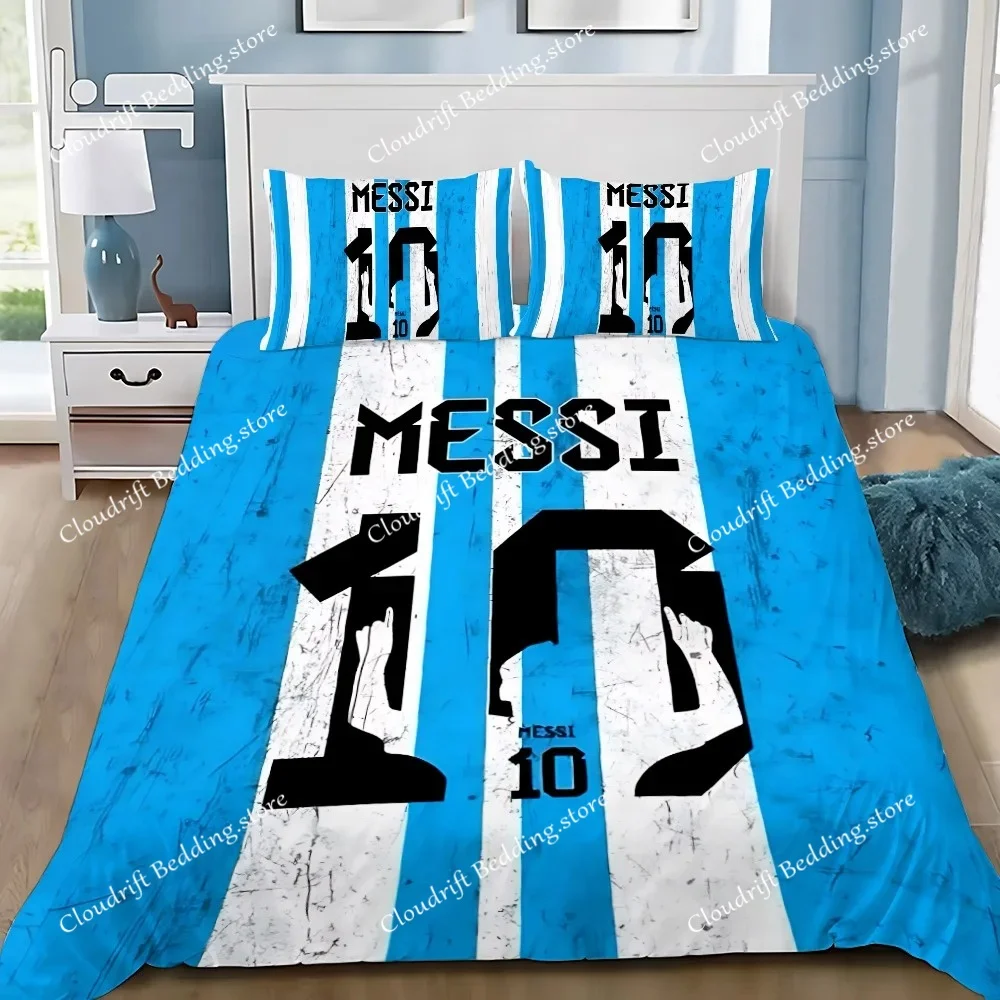 Duvet Cover Pillowcase Bedding Set Famous Footballer M-Messis Adult BoyGirl Bedroom Decoration Children Single Double Large Size