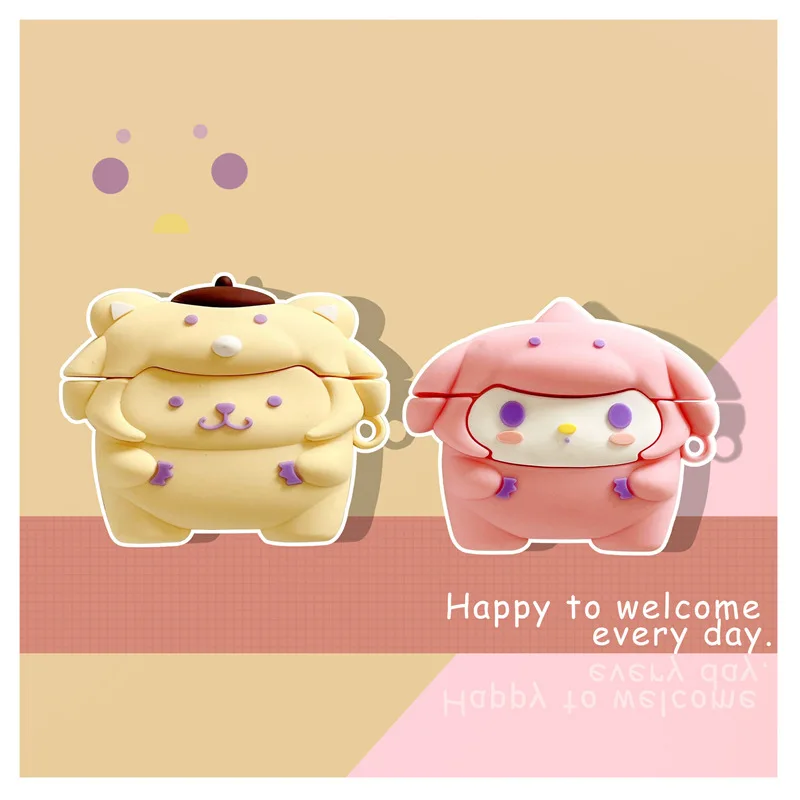 حافظة حماية لسماعات الرأس MINISO Sanrio Melody Pom Pom Purin AirPods Pro من Apple 1/2/3 الجيل سماعة رأس لاسلكية تعمل بالبلوتوث #1