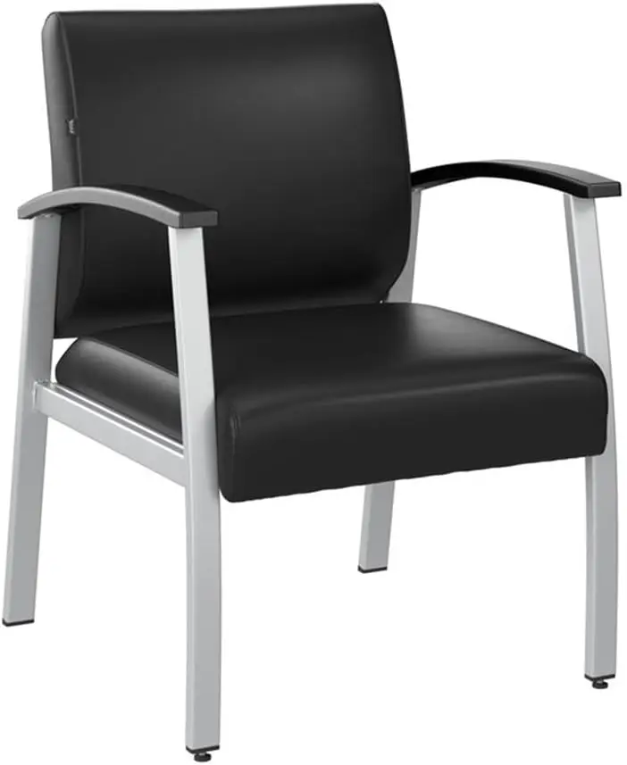 

Bush Business Furniture Arrive Waiting Room Guest Chair with Arms in Black Vinyl, Reception Area Seating for Office and Lobby