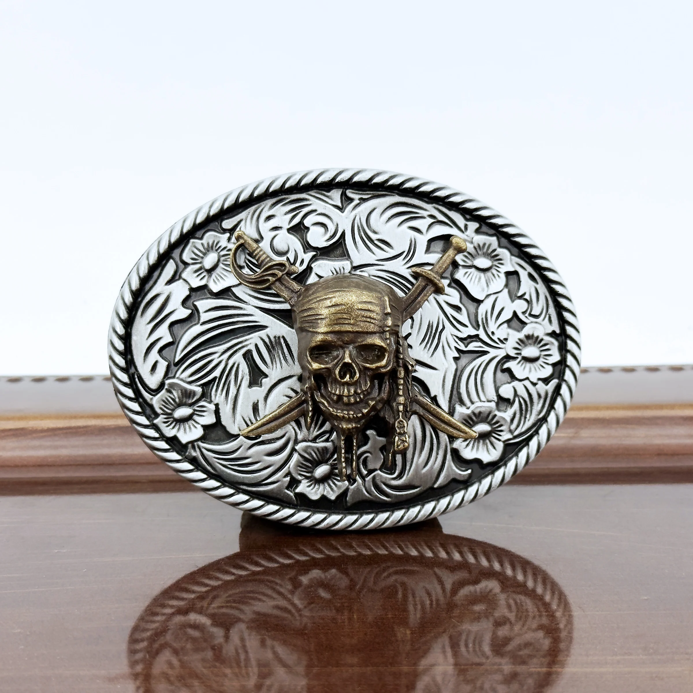 1PC race style stylish oval pirate pattern belt buckle DIY casual multi-function board buckle accessories for European and Ameri