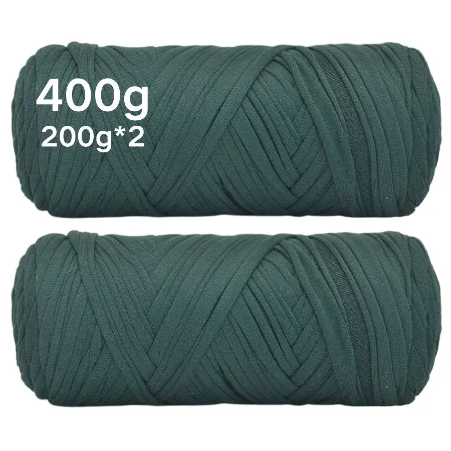 400g T-Shirt-Garn Dickes Stoffgarn zum Häkeln Stricken Tasche Korb DIY Handgemachter Teppich Baumwolle Polyester Stoffgarn – Detail 1