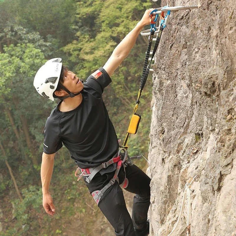 Outdoor Freelada Elastic Protection Oxtail Belt Buffer Bag Rock Climbing Protection Rope Anti-fall Lanyard Safety Belt