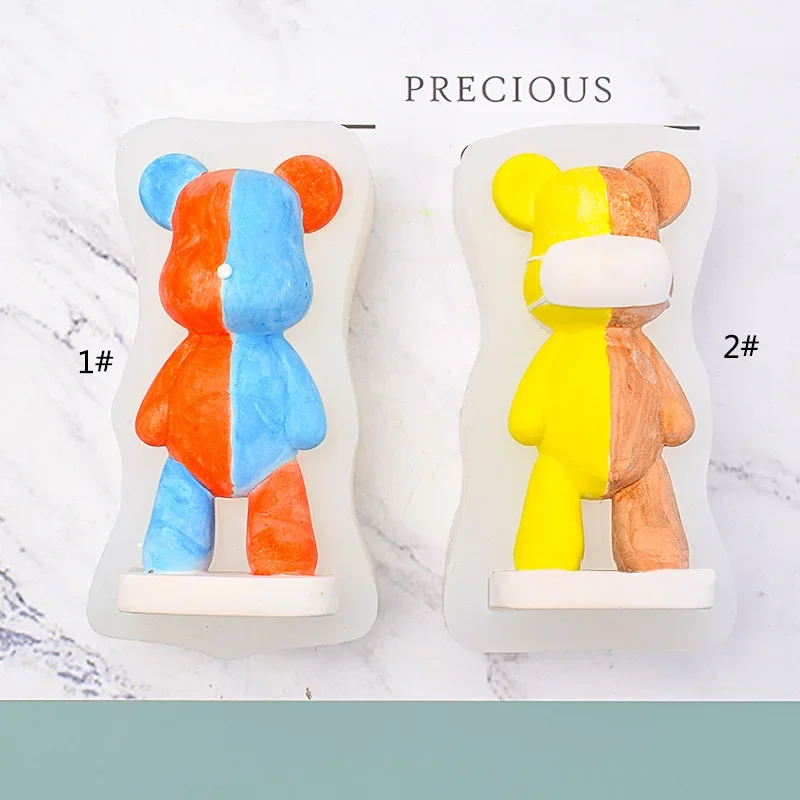 3D Cartoon Bär Kerze Silikonform Niedlicher und profitabler Bär Gips Handwerk Harz Zementform DIY Zucker Schokolade Backform