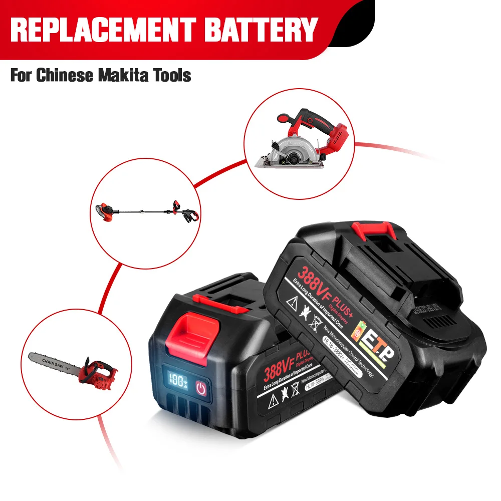 30000mAh 22500mAh Li-lon Battery 388VF Plus 928VF Plus Lithium Battery Rechargeable With LED Display For Makita 18V Power Tool