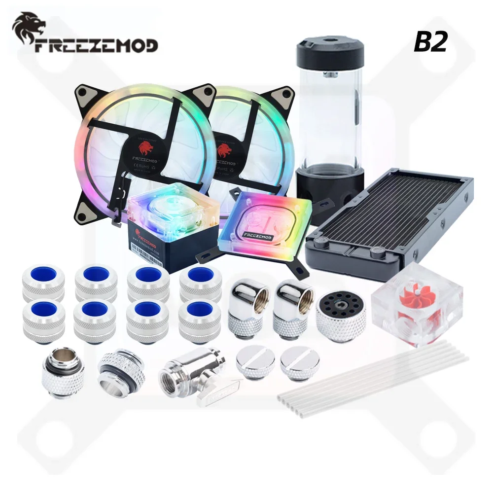 Freezemod Hard Tube Water Cooling Kit PC Liquid Cooler Set Copper Radiator CPU Cooler PETG Pipe AIO Reservoir ARGB Aluminum MOD