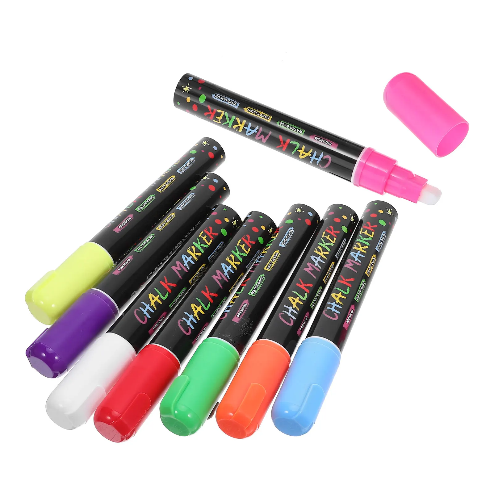 

8Pcs Fluorescent Board Markers Liquid Chalk Pens for Blackboard Glass Surfaces Erasable Water-Based Ink Smooth Flow