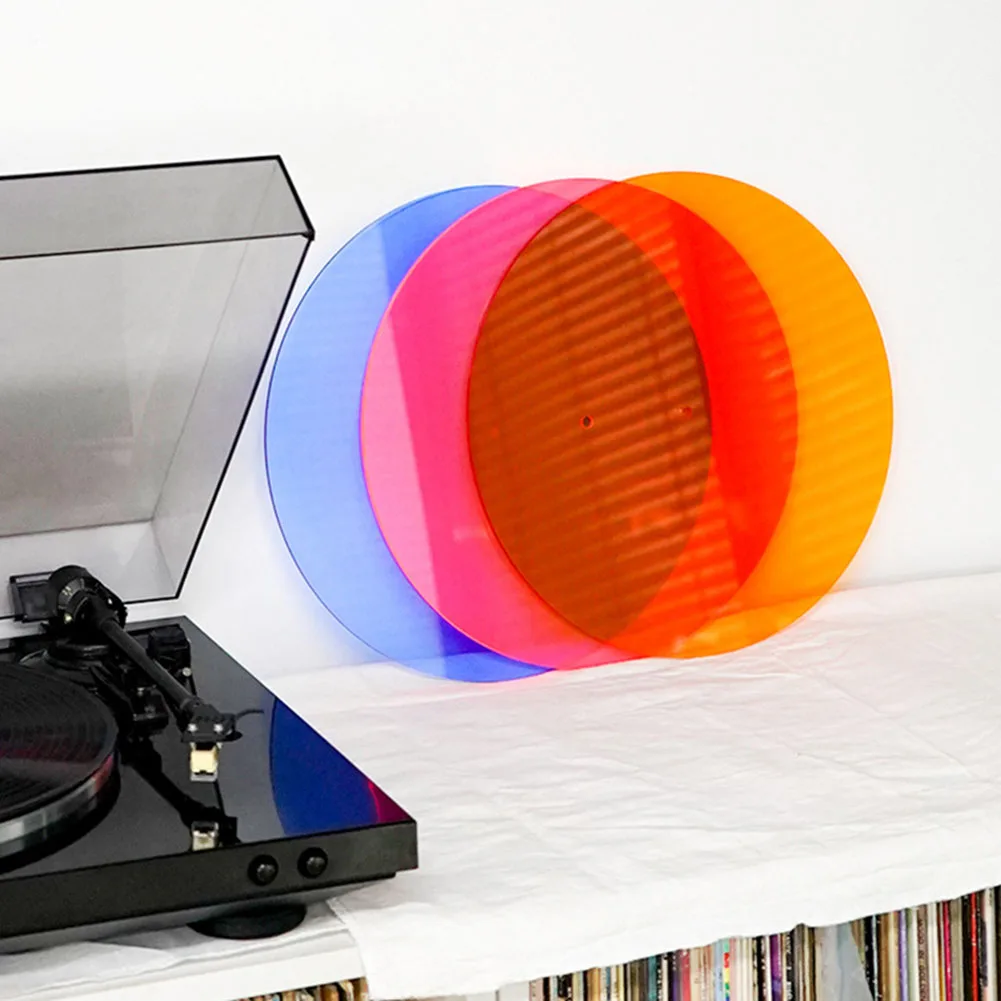 Practical Turntable Slip Mat 12 Inch Clearer Listening Middle Label Sag Njoyable Listening Reduce Splashy Sound