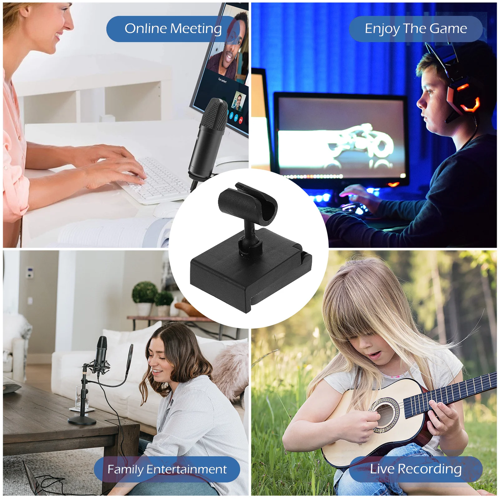 

6Pcs Table Mic Clamp Sturdy Adjustable Base Desk Microphone Stand Mount Holder for Studio Stage Desktop Mic Stand