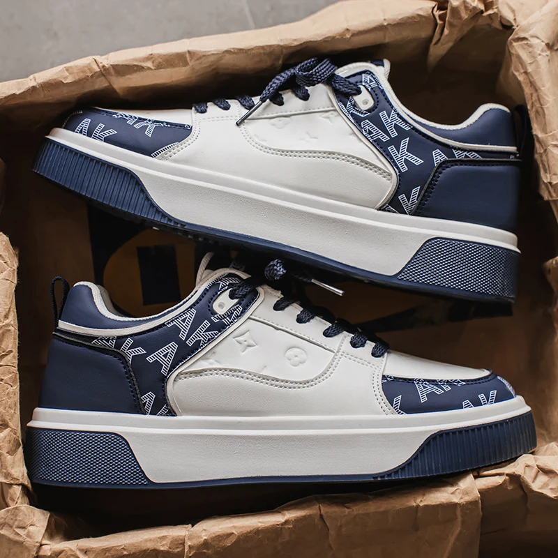 

Men's All-season Round-toed Color-blocked Soft-soled Low-top Lace-up New Large-sized Versatile Walking Vulcanized Board Shoes