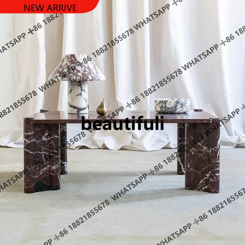 

D178 Журнальный столик из скандинавского натурального мрамора, журнальный столик для гостиной, дизайнерский светильник, роскошный прямоугольный чайный столик