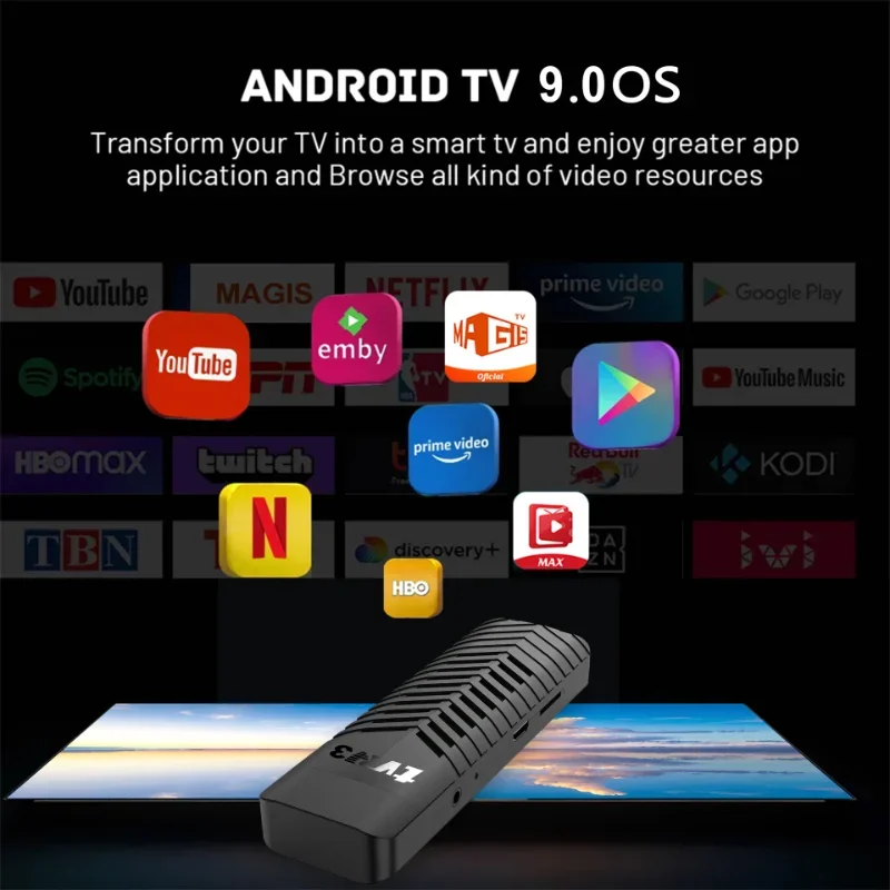 جهاز استقبال TVR3 المحمول Android TV Stick RAM 2GB ROM 16GB Amlogic S905L 4K HDR10 + Dual WiFi 2.4G/5.0G فك التشفير IPTV Netflix YouTube