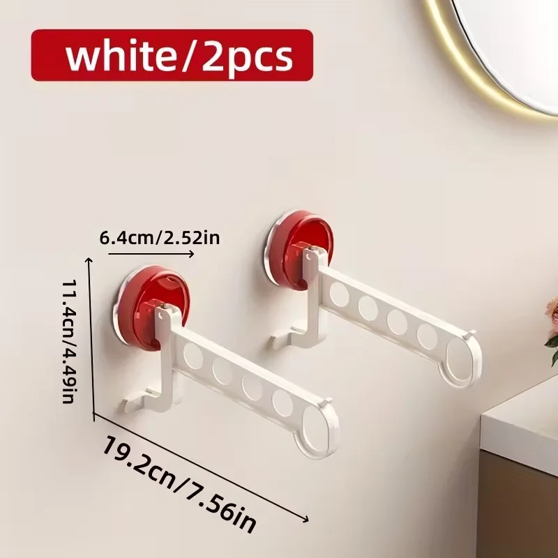 2-Pack Gantungan Pakaian Berwarna dengan Suction Cup, Rak Cucian Portabel 5 Lubang untuk Perjalanan, Hotel, dan Pengeringan di Rumah
