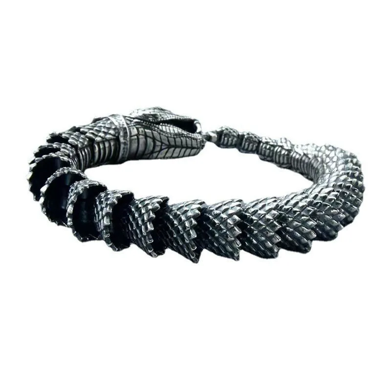 New Chinese Style Exquisite Giant Python Bracelet, Domineering Retro Thick Chain, Creative Textured Trendy Jewelry Length 23CM - view 5