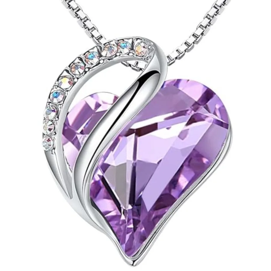 

Gift Necklaces for Women, Infinity Love Birthstone Heart Crystal Pendant, Birthday Anniversary Jewelry for Wife, Mom, and Her,
