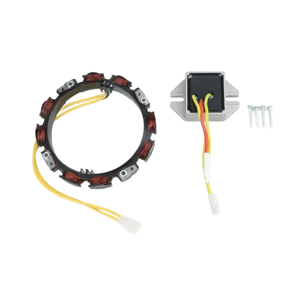 2Pin Stator Coil with Regulator for Lawn Mower Alternators Compatible 592830 696458 15.19cm x 14.91cm x 5.31cm