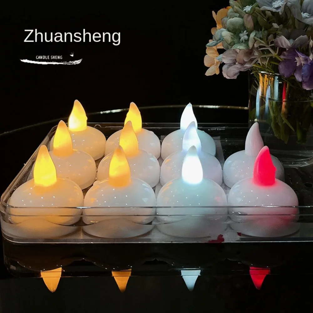 1pcs Diwali Diya LED Light Floating on Water Electric Candle Lamp Glowing Decor Tea Light Deepavali Festival Decoration