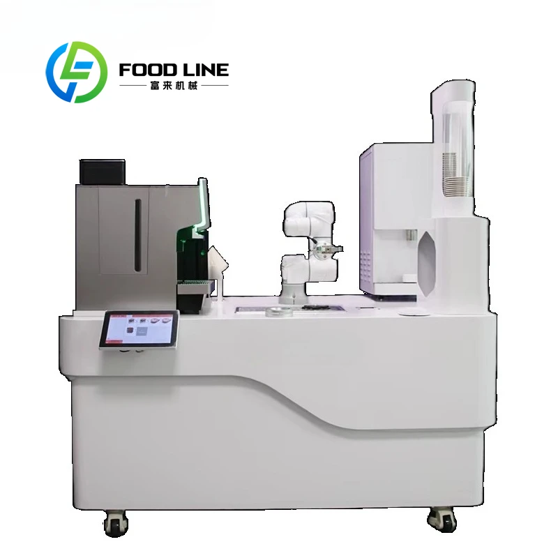 Custom Robot Barista Coffee Vending Machine 6 Axis Robotic Arm Automatic Coffee Latte Art Making Device for Commercial Business