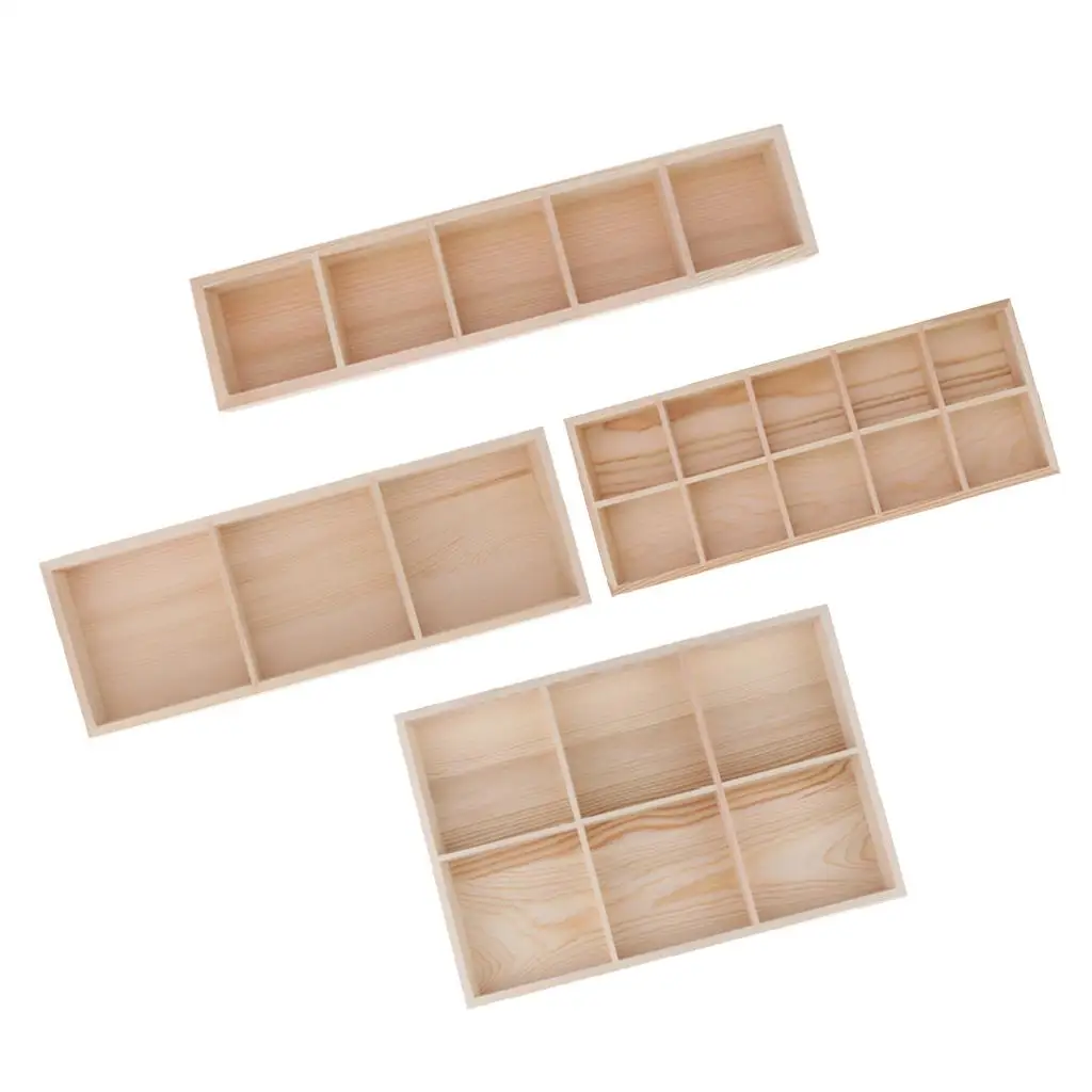 Succulent Planter Pot Bamboo Style Multi Section Storage Tray Decorative Flower Box for Living Room